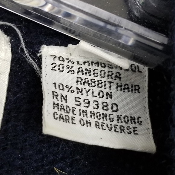 Evan Picone Womens Argyle Lambs Wool Angora Cardigan Sweater Medium Blue Green - Picture 5 of 8